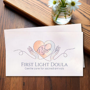 Doula - Birth Coach - Line Art and Watercolor Business Card