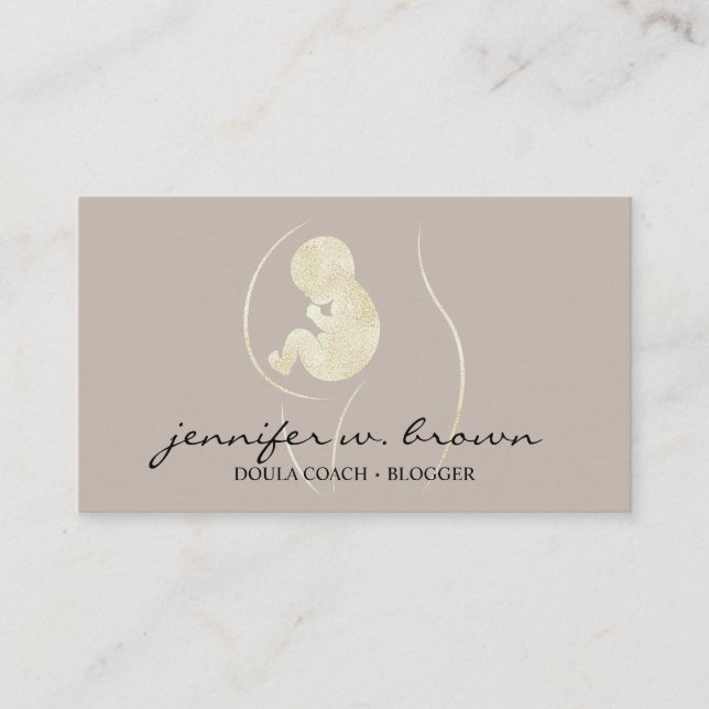 Doula Birth Coach Pregnant Gold Baby Newborn Business Card (Front)