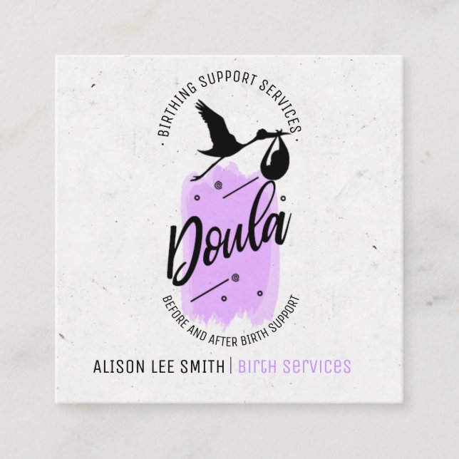 Doula Birth Coach Square Business Card (Front)