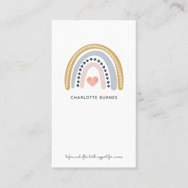 Doula Birth Coach Watercolor Rainbow Business Card (Front)