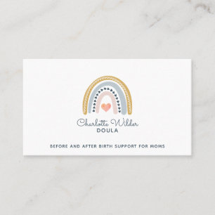 Doula Birth Coach Watercolor Rainbow Business Card
