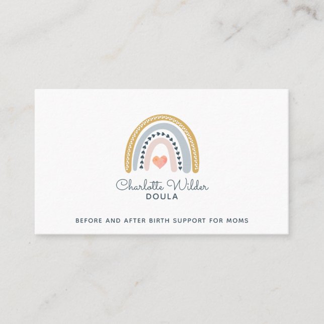 Doula Birth Coach Watercolor Rainbow Business Card (Front)