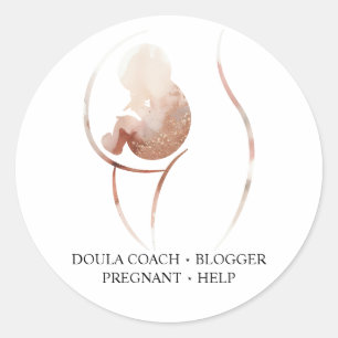 Doula Birth Watercolor Pregnancy Help Baby Newborn Classic Round Sticker