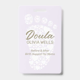 Doula Birthing   Postpartum Coach Baby Foot ID Badge