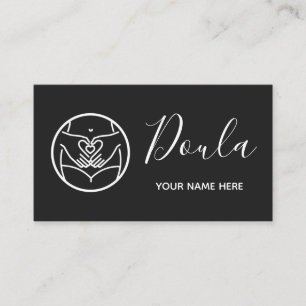 Doula Black & White Minimalistic Midwife Birthing Business Card