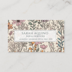 Doula Floral Wildflowers Pattern Business Card