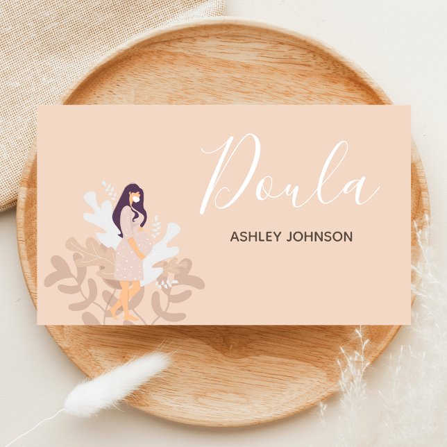 Doula Midwife Birth Coach Floral Woman Silhouette  Business Card (Creator Uploaded)