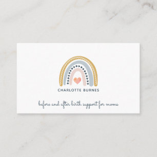 Doula Midwife Birth Coach Watercolor Rainbow Business Card