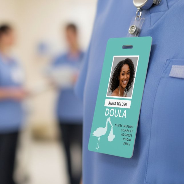 Doula Midwife Photo Identification Stork Delivery ID Badge (Sturdy, clear, and always ready for action, providing reliable identification day after day.)