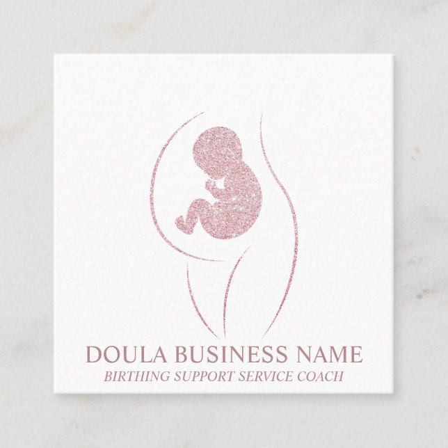 Doula Pregnancy Nurse Newly Mum Birth Coach Baby Square Business Card (Front)