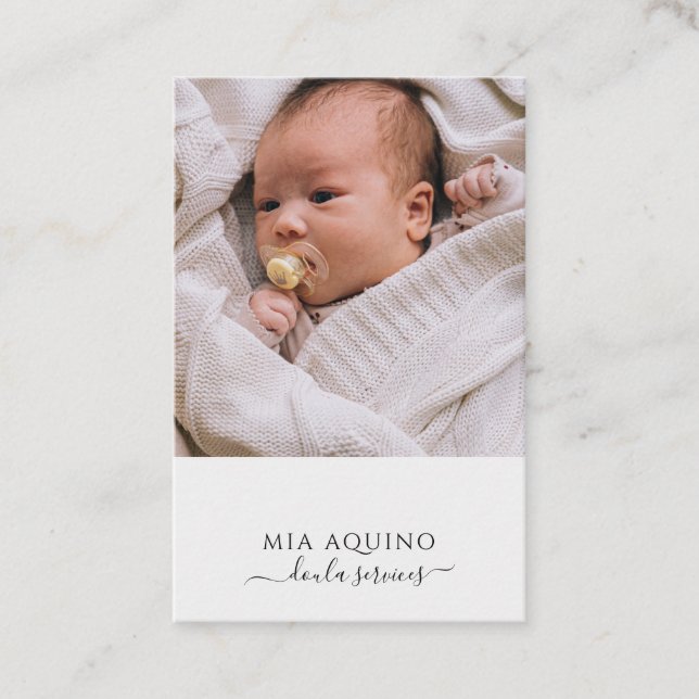 Doula Services Baby Photo Business Card (Front)