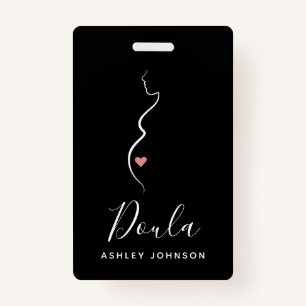 Doula Simple Minimal Clean Black & White Classic  ID Badge