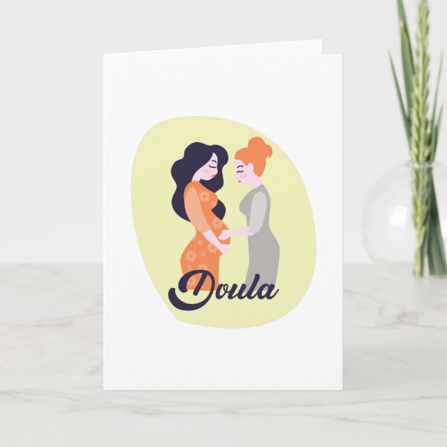 Doula With Pregnant Woman Gift Thank You Card (Front)