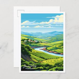 Douro Valley Portugal Vintage travel illustration Postcard
