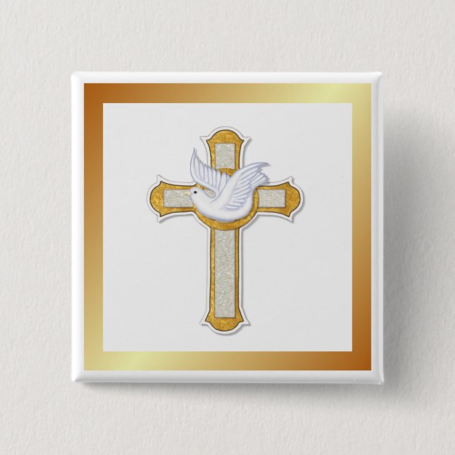 Dove and Cross 15 Cm Square Badge (Front)
