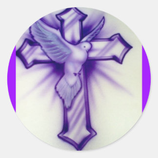 Dove and Cross Classic Round Sticker