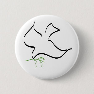 Dove and Olive Branch Image 6 Cm Round Badge