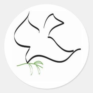 Dove and Olive Branch Image Classic Round Sticker