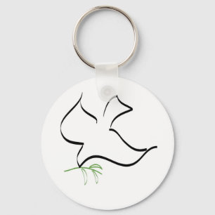 Dove and Olive Branch Image Key Ring