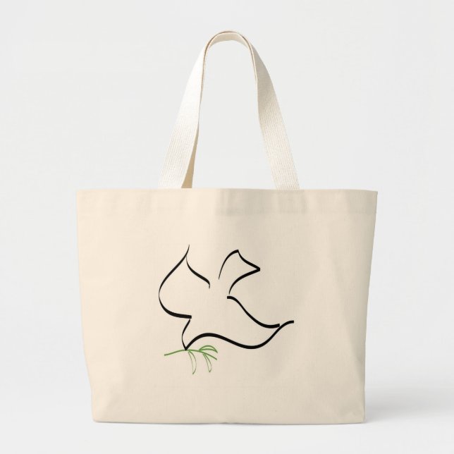 Dove and Olive Branch Image Large Tote Bag (Front)