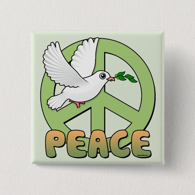 Dove and Peace Symbol 15 Cm Square Badge (Front)
