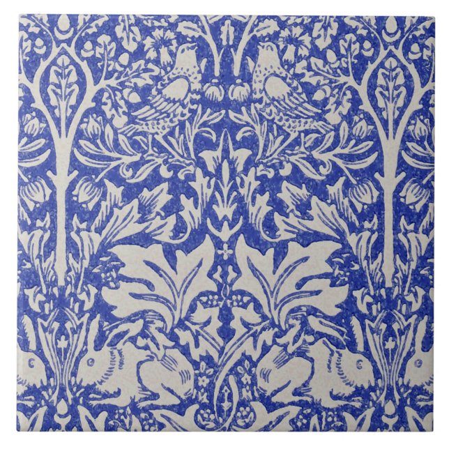 Dove and Rabbit, William Morris Ceramic Tile (Front)