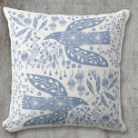 Dove Bird Blue Cushion<br><div class="desc">Dusty blue and white folk art doves for peace and hope. Original art by Nic Squirrell.</div>