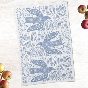 Dove Bird Blue Tea Towel