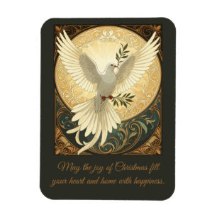 Dove Bird Carrying A Sprig of Olive Christmas Desi Magnet