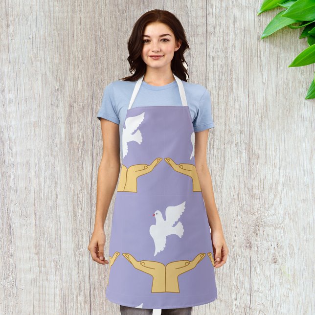 Dove Bird World Peace White Apron (Creator Uploaded)