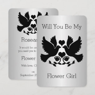 Dove Black And Silver Flower Girl Request Invitation