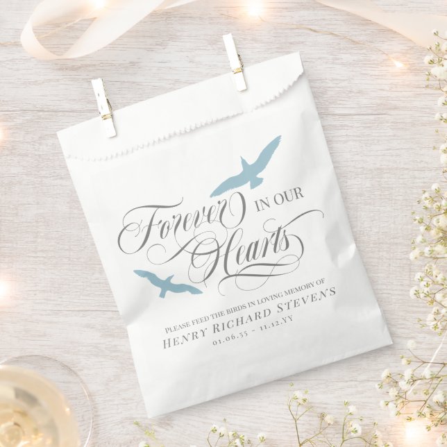 Dove Blue Birds Forever In Our Hearts Bird Seeds Favour Bag (Clipped)