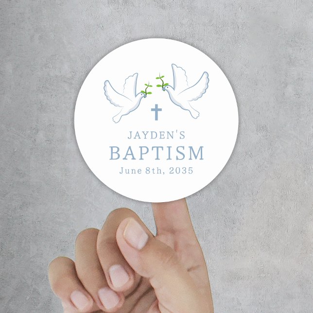 Dove Blue Boy Baptism Classic Round Sticker (Dove Blue Boy Baptism Classic Round Sticker
)