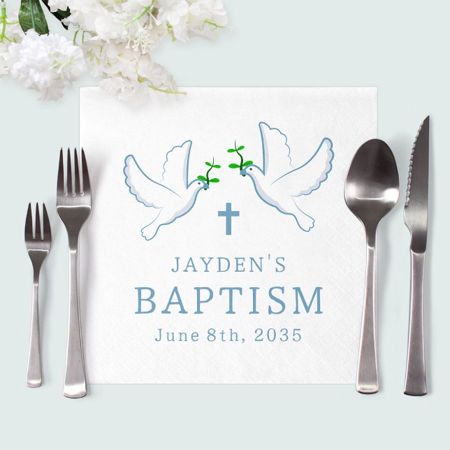 Dove Blue Boy Baptism Napkin (Dove Blue Boy Baptism Napkins
)