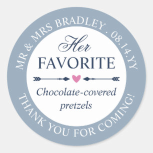 Dove Blue Heart Arrows Her Favourite Wedding Favou Classic Round Sticker