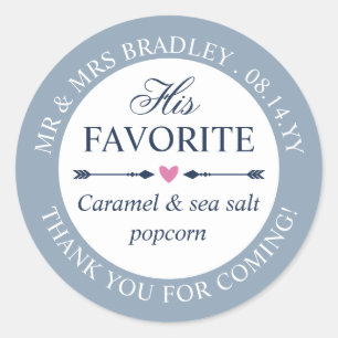 Dove Blue Heart Arrows His Favourite Wedding Favou Classic Round Sticker