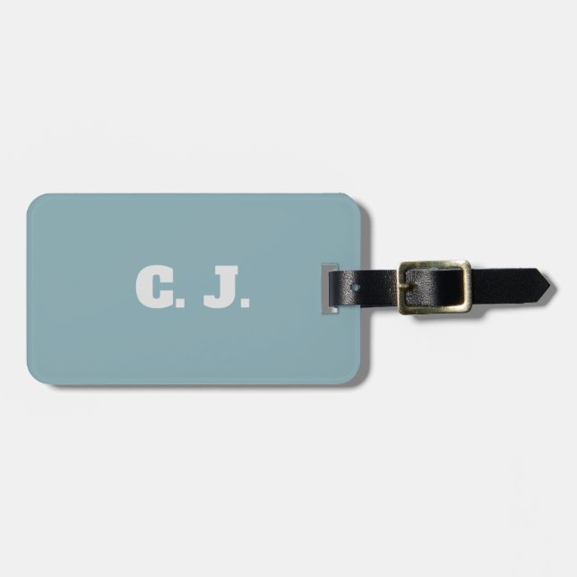 Dove Blue Personalised Luggage Tag (Front Horizontal)