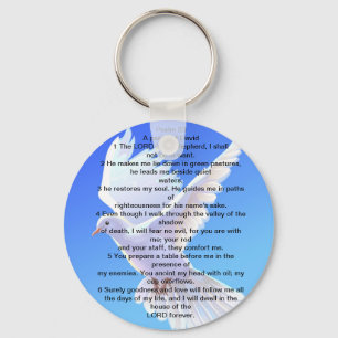 Dove button key chain written with Psalm 23