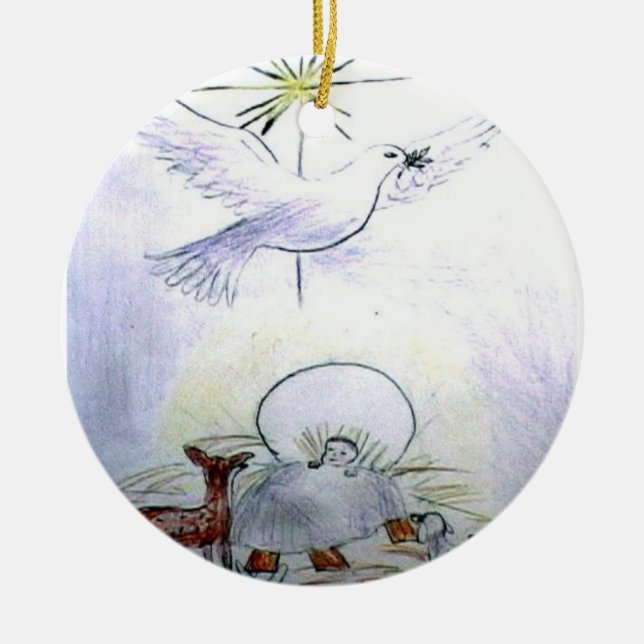 dove child jesus ceramic tree decoration (Front)