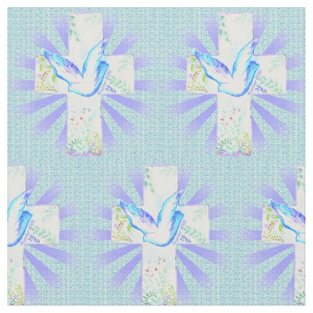 Dove Christian Cross  Fabric  (Close Up)