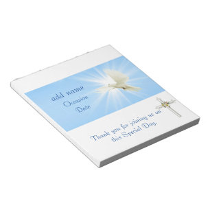 Dove Confirmation, Baptism Candy Bar Wrapper Favou Notepad