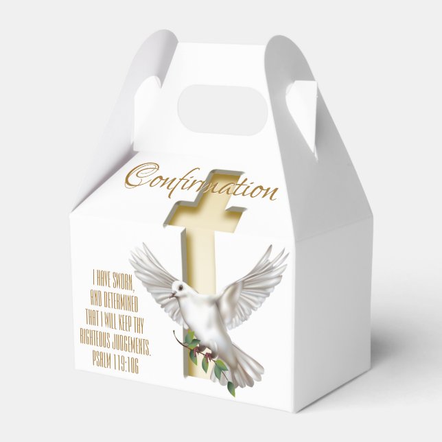 Dove Cross Confirmation Favour Box (Front Side)