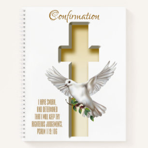 Dove Cross Scripture Confirmation Baptism Notebook