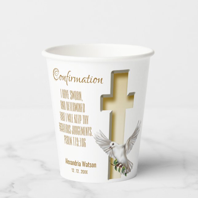 Dove Cross Scripture Verse Ephesians 4:2 Paper Cups (Front)