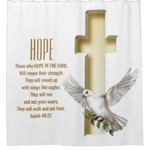 Dove Cross Scripture Verse Isaiah 40:31 Shower Curtain