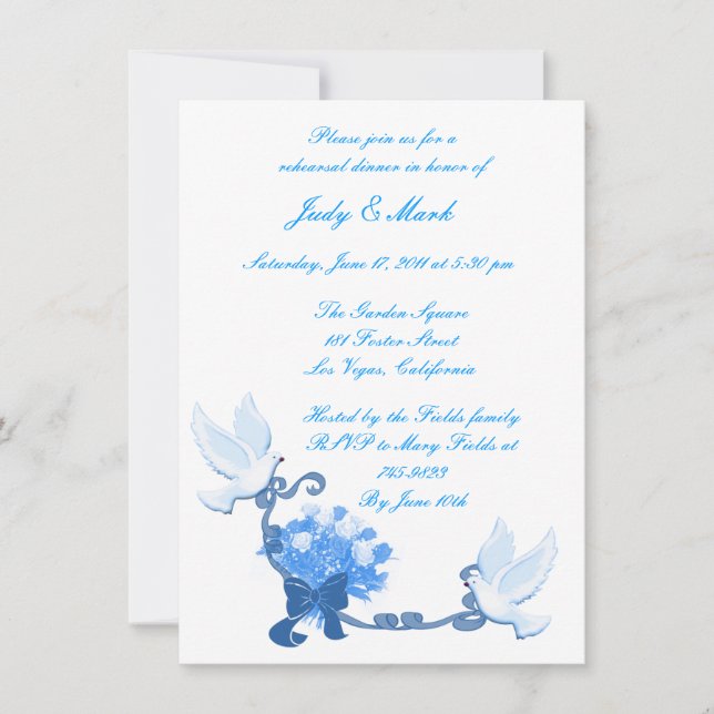 Dove Custom Rehearsal Dinner Invitation (Front)
