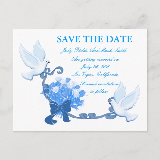 Dove Custom Save The Date Postcard (Front)