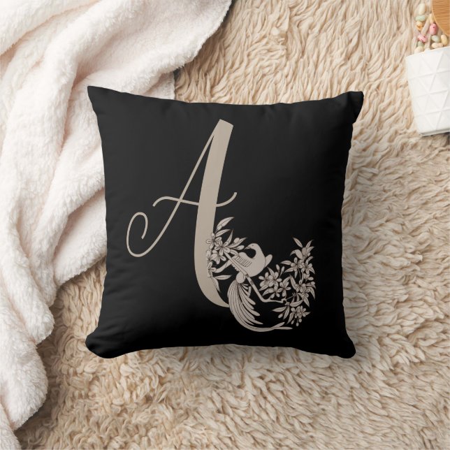 Dove Elegant Monogram Initial A  Cushion (Blanket)