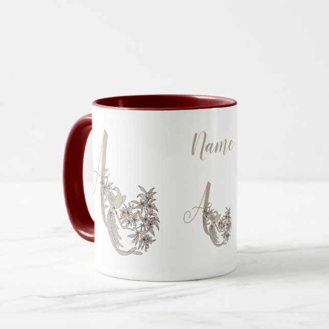 Dove Elegant Monogram Initial A  Name  Mug (Front Left)