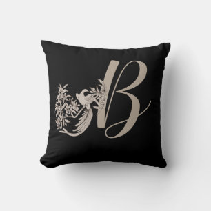 Dove Elegant Monogram Initial B  Cushion
